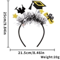 Graduation headpiece with golden stars and black cap, 25cm height size measurement - Graduation Standing Sign Decor