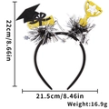 Graduation headband with black mortarboard and golden trophy icons for party decor - Cap Trophy with Tinsel