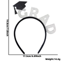 Black graduation headband with glittery GRAD letters and tassel博士帽 detail - Silver GRAD Style