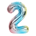 Palloncino numero 2 arcobaleno sfumato in alluminio per feste di compleanno bimbi - Numero 2