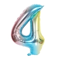 Palloncino in alluminio arcobaleno sfumato da 32 pollici a forma di numero 4 per feste - Numero 4