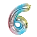 Gradient rainbow 32-inch number 6 foil balloon for kids birthday party decoration - Number 6