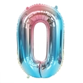 Pink and blue gradient 32-inch number 0 foil balloon for kids birthday party decoration - Number 0