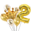 Golden number 2 foil balloon set with crown and sequin latex balloons for birthday decor - Golden Crown Number 2 (JSHGSZ1QQS)