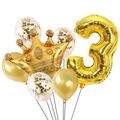Golden number 3 foil balloon set with crown and confetti latex balloons for 3rd birthday party - Golden Crown Number 3 (JSHGSZ1QQS)