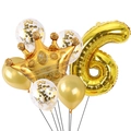 Dettaglio palloncini corona oro e numero 6 con paillettes dorate scintillanti - Numero Corona Oro 6 (JSHGSZ1QQS)
