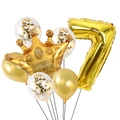 Dettaglio set 7 pezzi palloncini numero 7 dorati con corona e coriandoli per feste - Numero Corona Oro 7 (JSHGSZ1QQS)