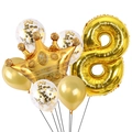 Set palloncini numero 8 dorato e corona con palloncini coriandoli per l'8° compleanno - Numero Corona Oro 8 (JSHGSZ1QQS)