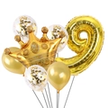 Set palloncini dorati numero 9 e corona con palloncini in lattice coriandoli per festa - Numero Corona Oro 9 (JSHGSZ1QQS)
