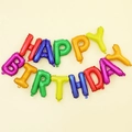 Rainbow Happy Birthday foil balloon set with metallic letters for party decoration - Rainbow Ombre