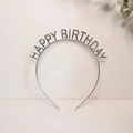 Silver plated Happy Birthday letter headband with non-slip teeth for party decor - Silver