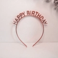 Elegant rose gold Happy Birthday headband accessory with mirror finish for party decoration - Rose Gold