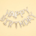 16-inch silver foil Happy Birthday letter balloons set for party hanging decoration - Silver