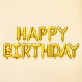 Golden 16-inch Happy Birthday foil balloon set with a metallic mirror finish - Gold
