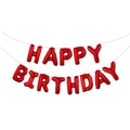 Red foil HAPPY BIRTHDAY letter balloons with metallic finish for party decoration - Red