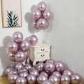 Inflatable lavender metallic latex balloons displayed on a transparent white stand - Light Purple