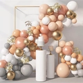 Detail of peach and gold balloon arch kit with confetti balloons for wedding events - Vintage Peach Style