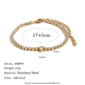 Elegante bracciale tennis in acciaio inossidabile placcato oro 18K con cuore in zirconi - Stile Cuore (B0899) / Oro