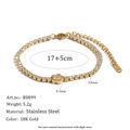 Elegante bracciale tennis in acciaio inossidabile dorato con ciondolo a stella in zircone - Stile Stella (B0899) / Oro