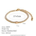 Bracciale tennis in acciaio inossidabile placcato oro 18K con zirconi ovali e rotondi - Taglio Ovale (B0899) / Oro