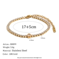 Elegante bracciale tennis in acciaio inossidabile placcato oro 18K con zircone a cuore - Stile Goccia d'Acqua (B0899) / Oro