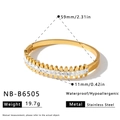Maßdiagramm für vergoldetes Edelstahl-Armband mit Zirkonia-Steinen 59 mm Durchmesser - Gehämmerter Runder Stil (NB-B6505) / Gold