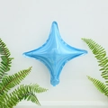 Light blue four-pointed star foil balloon for party decorations with metallic shine - Blue