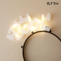 Cerchietto LED luminoso per compleanno neonato con corona bianca e ali d'angelo - Baby (15.7x7cm) / Giallo caldo