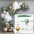 Kit arche de 137 ballons vert sauge et blanc mat avec des touches dorées métallisées - Ensemble de Chaîne de Ballons Vert Rétro (4810853468860)