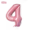 40-inch light pink foil balloon in number 4 shape for birthday party decoration - Number 4