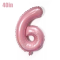 40-inch pink foil number 6 balloon with metallic finish for birthday party decor - Number 6