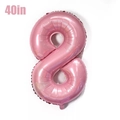 Large 40-inch light pink number 8 foil balloon with metallic finish for birthday parties - Number 8