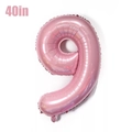 Pink 40 inch number 9 foil balloon with metallic finish for birthday party decor - Number 9
