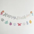 Meerjungfrau Happy Birthday Banner mit bunten Meerestieren für Party-Deko - Meerjungfrau Buchstaben-Banner