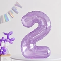 32-Zoll lila Metallic-Zahlenballon 2 aus Folie für Geburtstagsfeiern und Dekorationen - Zahl 2