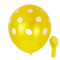 Yellow latex balloon with white polka dots in inflated and uninflated states - Yellow