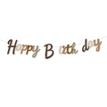 Detail der vintage braunen Happy Birthday Girlande mit Kaffeetönen für Partydekorationen - Vintage Braun Verbundenes Buchstaben-Banner