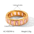 Detailed size info for pink zircon stainless steel eternity ring with 5.8g weight. - Size 7 / Rectangle / Gold with Pink Zirconia