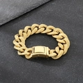 Goldfarbenes, strukturiertes breites Panzerarmband aus Edelstahl für Herren im Hip-Hop-Stil - Gold
