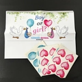 Gender Reveal Party Spielset mit Storch Poster und Abstimmungsaufklebern für Gäste - Weiß