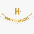 Golden glitter Happy Birthday banner with 250cm length for party decorations - Glitter Gold Round Birthday Garland