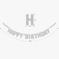 Silver glitter Happy Birthday banner set with 12x8.5cm letters and 250cm total length - Glitter Silver Round Birthday Garland
