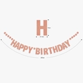Rose gold glitter Happy Birthday banner with hanging string for party decor, 250cm long - Glitter Rose Gold Round Birthday Garland