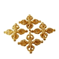 Set of four 24K gold plated Tibetan Vajra cross pendants for DIY jewelry making - Gold
