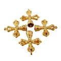 Religiöser 24k vergoldeter gravierter Kreuzanhänger mit hohlem Glockendesign Set - Hellgold Kreuz Ritual Anhänger