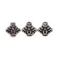 Detailansicht von silbernen Retro-Perlen mit Blumenmustern für DIY-Schmuckzubehör - Europäischer Rollmuster-Stil (5#) / 8mm