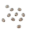 Makroaufnahme von 10 silbernen Fass-Abstandsperlen mit Rillen für DIY-Schmuckherstellung - Gerillter Trommel-Stil (13#) / 5mm