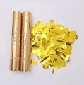 Set de dos cañones de confeti dorados con confeti de papel de aluminio dorado esparcido - 30cm Dorado Una Pieza (Tubo de Papel 2mm + Botella de Aire 5cm)