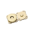 Close-up of golden alloy flower-shaped magnetic button fasteners for bags and clothing - 10mm / Gold