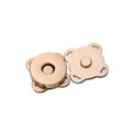 Detail showing round rose gold magnetic button closure for DIY bags and clothing sewing - 10mm / Rose Gold
